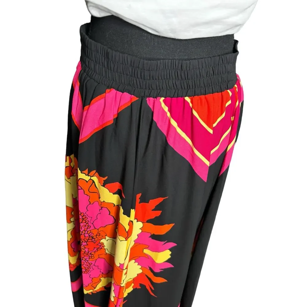 New York & Company Floral Midi Skirt Womens Pull On Elastic Waist Colorful 🌼 - Picture 5 of 8